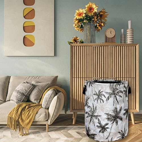 Tropical Palm Tree Laundry Basket Oxford Cloth Hamper 18.9"x16.5"