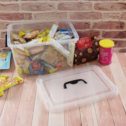 Ggbin 12 Quart Latching Storage Box Set of 6, Clear Lidded Container Bin