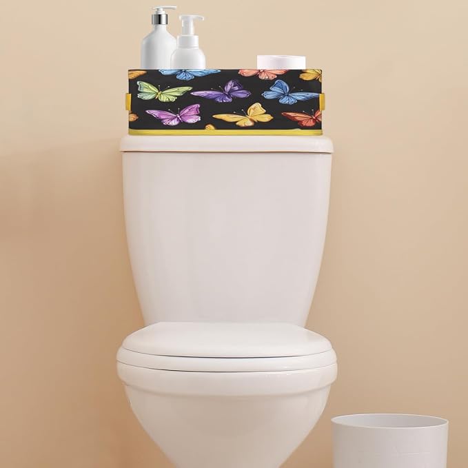 Colorful Butterflies Bathroom Storage Basket Waterproof Foldable Storage Bins with Handles Decorative Toilet Paper Storage Basket for Organizing for House Bathroom Toiletries