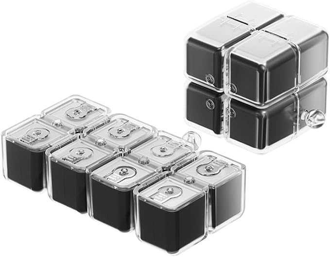 Travel Pill Organizer,Magnetic Cube Cute Pill Box,Pill Compact with 8 Compartment,Vitamin Cases Organizers 7 Day for Vitamins & Supplements(Black)