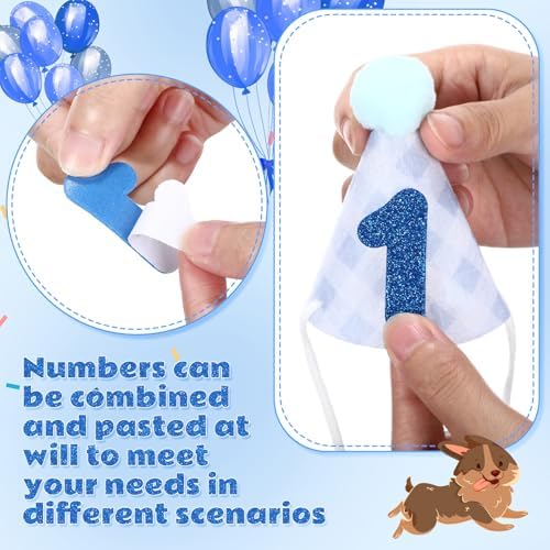 Chicingyou Dog Birthday Outfit Set Lace Bib Number Stickers, Cake, Blue