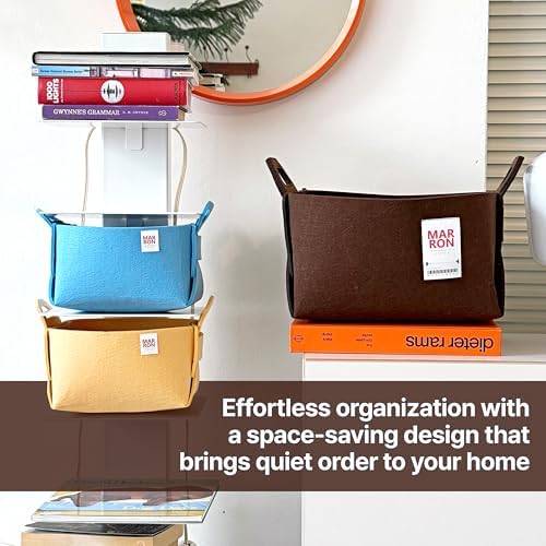 Collapsible Felt Olive Storage Bin Small 7.1"x5.1"x5.1" – Foldable Basket with Handles for Closet, Storage, Laundry Room Organization, Decorative Storage Baskets for Shelves, Nursery