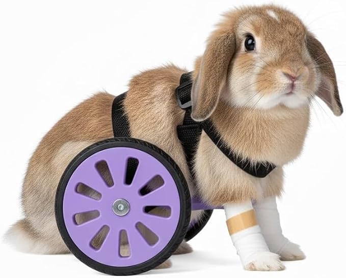 Adjustable Pet Wheelchair for Back Legs, Lightweight Rabbit Wheelchair for Hind Leg Support, Small Animal Mobility Cart for Bunny and Guinea Pig, Compatible with Mini Breeds (Rabbits, Guinea Pigs)