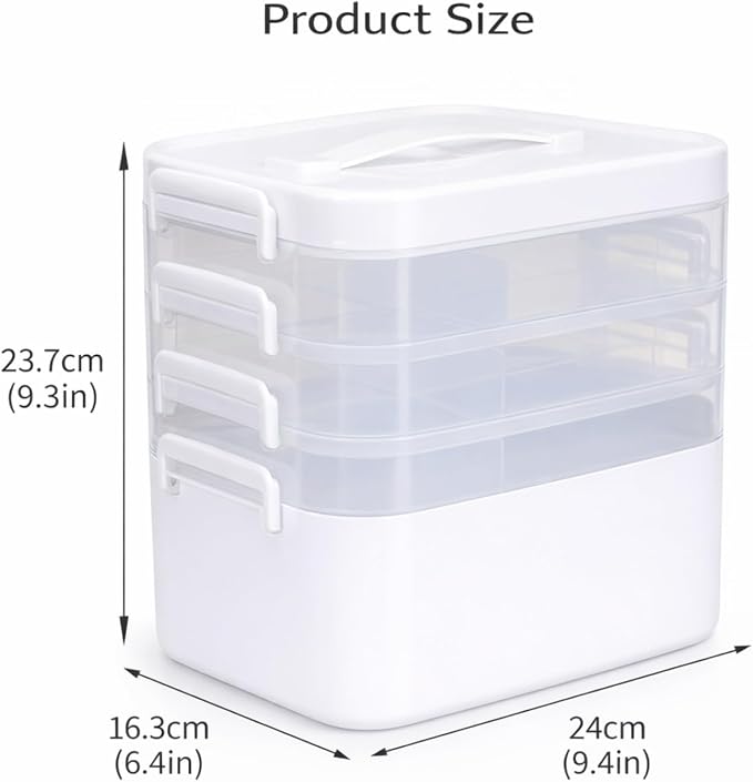4-Tier Medicine Organizer, Medicine Cabinet Storage Box with 7 Day Pill Organizer 2 Times a Day, Stackable First aid Box with Hidden Handle, Home Organization Essentials
