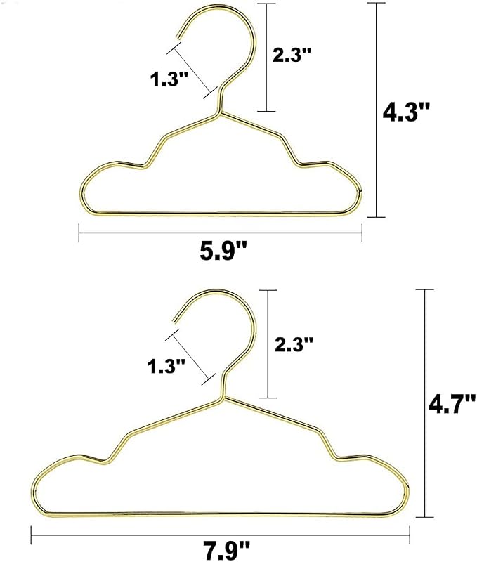 Vedem Pet Metal Hangers for Dog Clothes Pack of 10 Closet Hanger Pet Apparel Storage Organizer Accessories (Golden, Large)