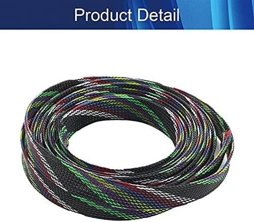 Jutagoss PET Expandable Braided Cable Sleeve, 16.4ft - 5/8 inch Multicolor Cable Management Sleeve, Wire Loom Tube Cord Protector for USB Cable, Power Cord, Audio Video and More, 1Pc