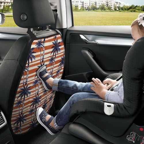 Car Seats Back Protector 2 PCS - Coconut Tree | with 3 Storage Pockets, Shield Seats From Dirt, Mud Scratches, Fits Cars SUVs Trucks and Jeeps