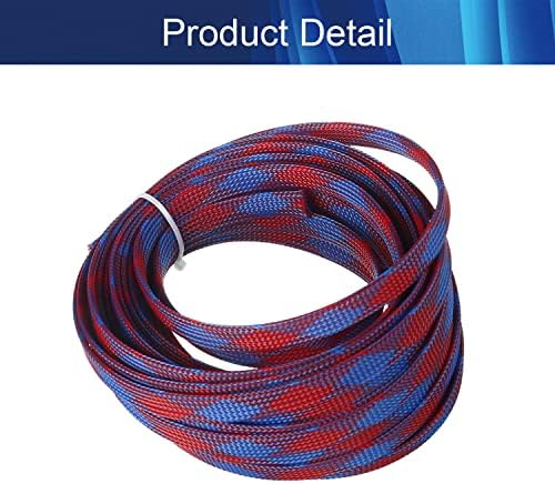 Jutagoss PET Expandable Braided Cable Sleeve, 32.8ft - 3/8 inch Blue Red Cable Management Sleeve, Wire Loom Tube Cord Protector for USB Cable, Power Cord, Audio Video and More, 1Pc
