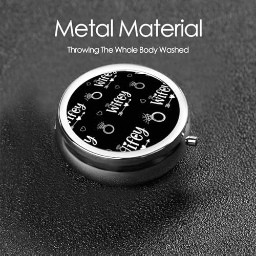 Round Pill Container, 3-Compartment Mini Organizer, Sturdy Metal Case for Medicine, Travel Pill Holder Purse Pocket Essential, Love Heart Diamond Bride Wifey