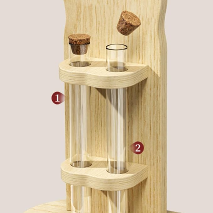 Cat Holder - Decorative Double Tube Storage with Cork Stopper | Miniature Vase Keepsake Container for Pet Hair Collection, Desk Car Garden Office Desktop Decor
