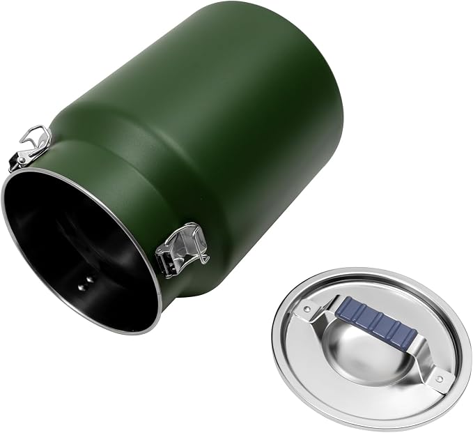 12L Stainless Steel Rice Storage Container with Airtight Lid&Handle, Green | Secure 3-Buckle Locking Lid, Portable Handle and Wide Opening, Stores Rice, Flour, Pet Food, Tea, Oil, Milk, Grains