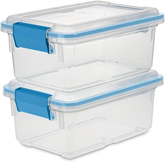 Sterilite 24-Pack Gasket Box, Weather-Resistant Storage Bins with Latching Lids, 7.5 Quart - Heavy-Duty Organizing Containers for Closet, Bathroom, and Office