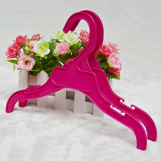 NACOCO 10pcs Pink Plastic Dog Puppy Pet Clothes Hanger (Set of 10) (Red,L)