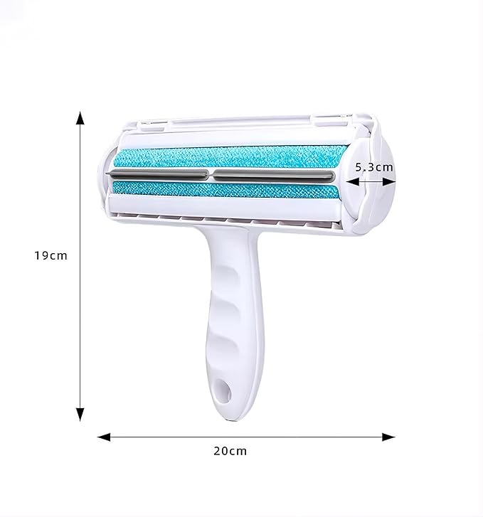 Reusable Pet Hair Remover Roller โ Dog & Cat Fur Lint Cleaner for Sofa, Carpet, Bed & Car Seats โ No Adhesive Required (White/Blue)