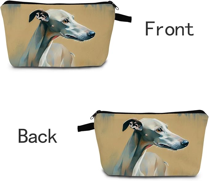 Greyhound Dog Print Women Makeup Bag Travel Cosmetic Organizer Bag Small Zipper Toiletry Bag A Gift for Animal Lovers