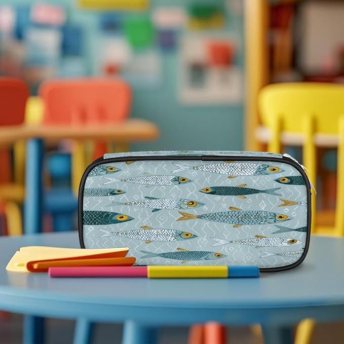 Pencil Case Large Capacity Pencil Bag Cute Fish Pattern Pouch Box Organizer Pen Case, School Supplies for Teen Adult