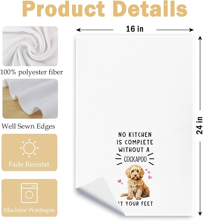 Funny Cockapoo Hand Towels for Kitchen Home Bathroom Decor, A Kitchen is Not Complete Without A Cockapoo Dish Towel, Dog Lovers Gift, 16×24 Inch