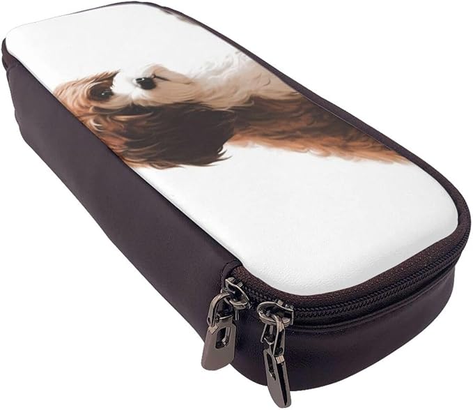 Leather Pencil Case Organizer Big Capacity Pencil Pouch Storage Bag With Compartments Cute Pencil Bag Pet Dog Pen Box Portable Cosmetic Makeup Bag Organizer
