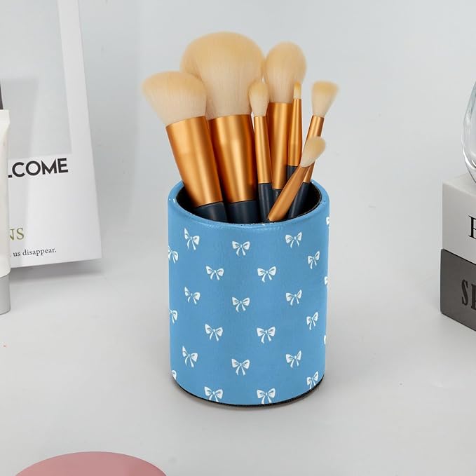 Cute Bow Pen Holder, Pencil Cup Marker Brush Holder Desk Storage Case, Desktop Organizer for School Office Home Supplies