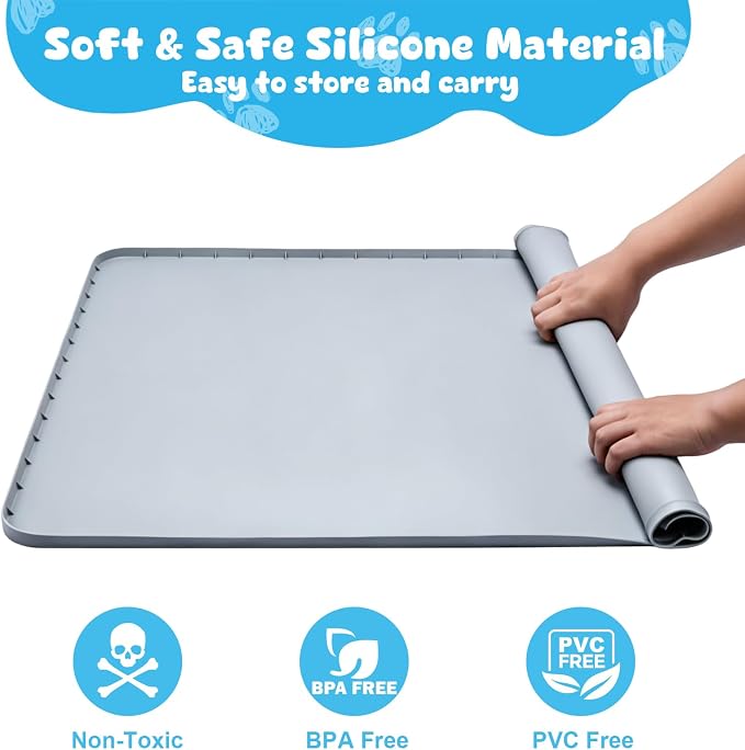 Pee Pad Holder, 28×34 Inch Thickened Silicone Dog Pee Pad Holder Tray | Non Slip Raised Edge Anti Spill Puppy Pad Holder with 4 Fixed Clamps, Easy Cleaning Floor Protection for Puppy Potty Training