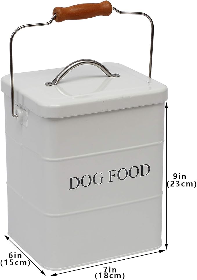 Geyecete Dog Treats tin and dog Food Storage Tin with Lid & with Spoon for dog Food Storage, Medium Pet Food Storage Can-Dog Food
