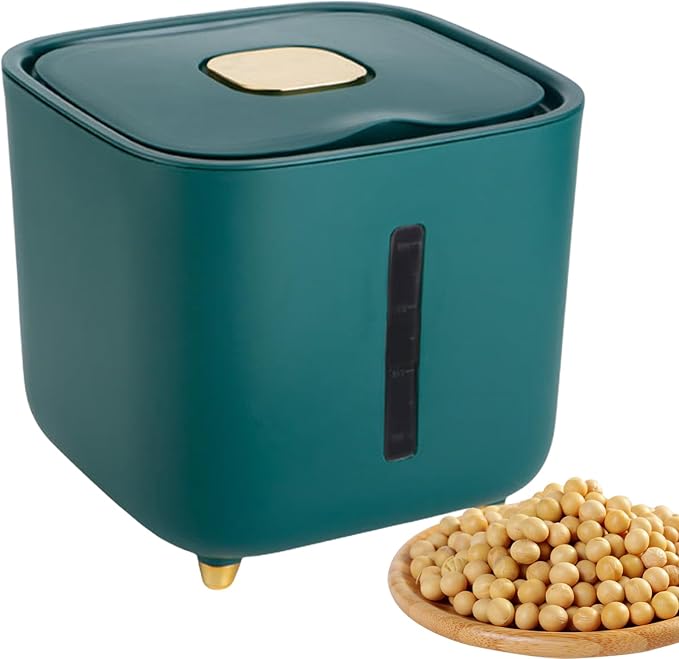 Grain Hopper - High Volume Sealed Provision Bin With Cover, Food Preservation Holder, Large Household Supply Vault, Animal Feed Reservoir, Clear Level Display | for Home Cupboard Pet Feeding Managemen