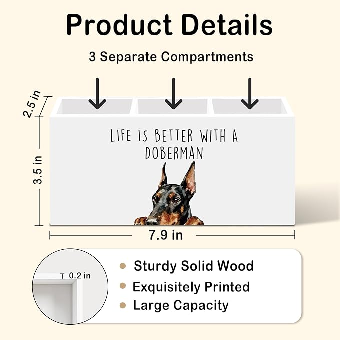 Doberman Dog Gifts Pen Pencil Holder for Desk, Funny Dobermans Dog Gift Office Desk Accessories, Life Is Better with a Doberman Pen Holders Organizer for Women Bathroom Decor
