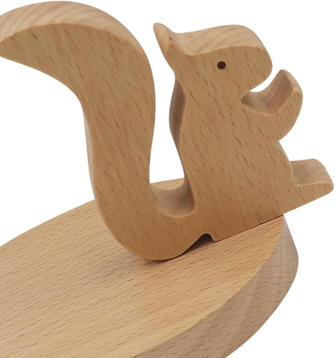 Cute Animal Cellphone Stand Holder Wooden Smartphone Desk Holder for Mobile Phones Cartoon Phone Stand Desk Ornament