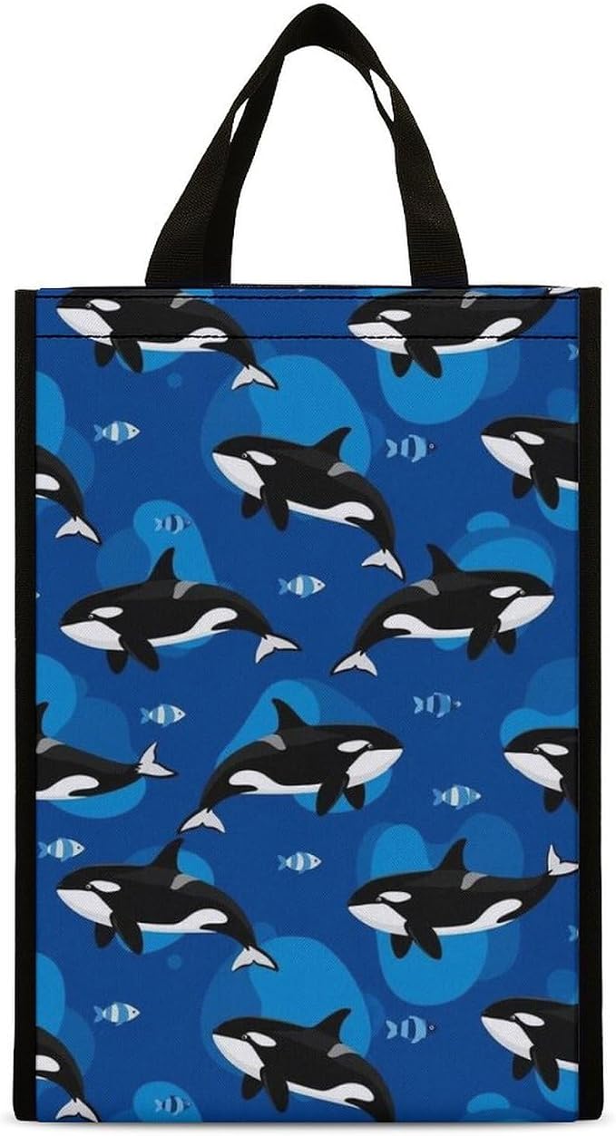 Reusable Insulated Lunch Tote Bag Thermal Lunch Box Cooler Bags Compatible with Ocean Sea Orca Killer Whale Picnic Food Organizer Meal Bag