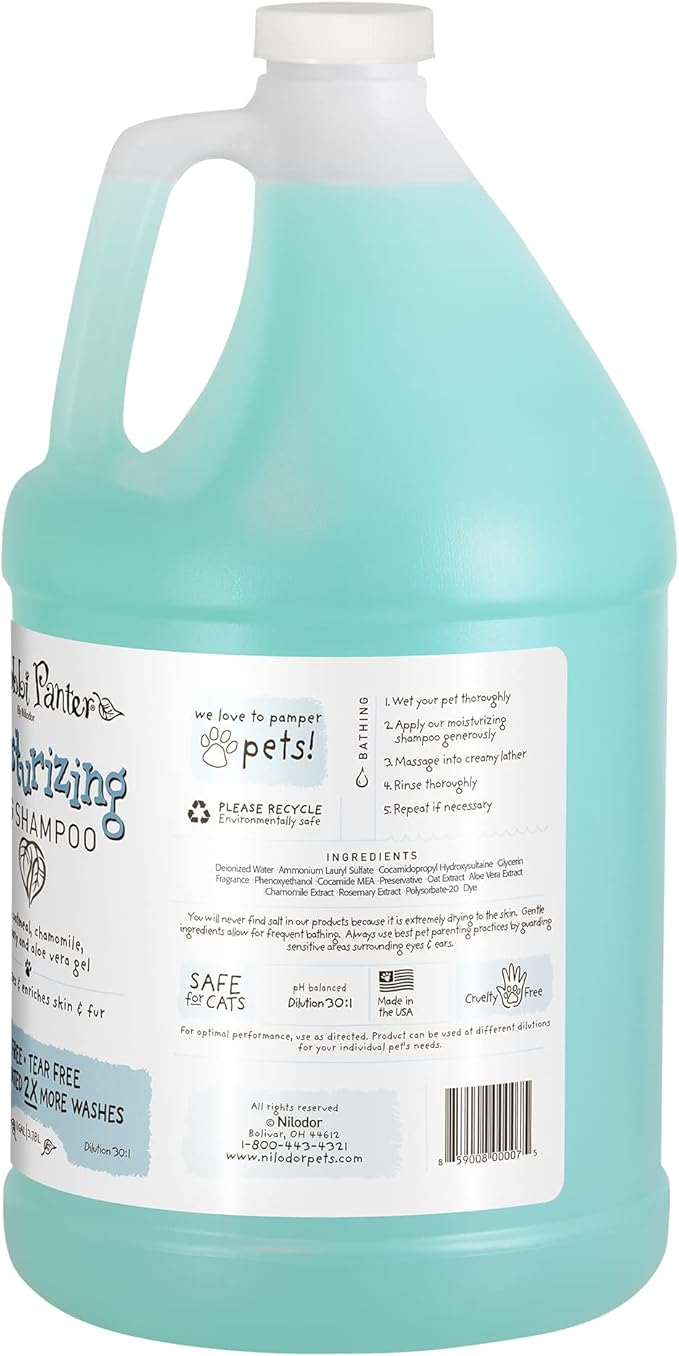 Bobbi Panter Oatmeal Dog Shampoo Aloe Vera, Chamomile & Rosemary – Moisturizing Natural Formula for Dry Skin, Tear-Free, 30:1 Concentrate, 1 Gallon (Case of 4)