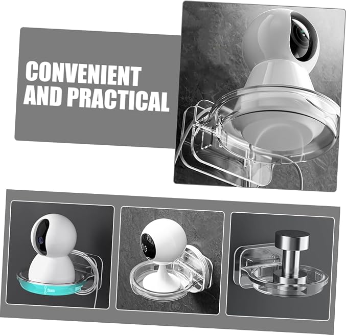 ABOOFAN 2pcs Transparent Wall-Mounted Camera Mount Bracket Easy to Install Mini Storage Shelf for Hiding Cables Bathrooms Kitchens and Bedrooms