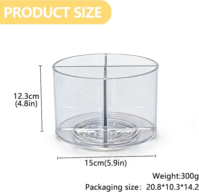 Lickable Cat Treats Organizer, Clear Acrylic Lazy Susan Cat Treat Holder with 4 Compartments, Squeeze Up Cats Food Storage for Wet Treat Tubes, Puree Snacks, Countertop Pantry Shelf