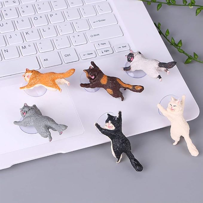 Novelty 6Pcs Sucker Cat Phone Holder Sucker Cup Phone Stand Kawaii Cat Phone Stand Kitty Phones Holder Decoration