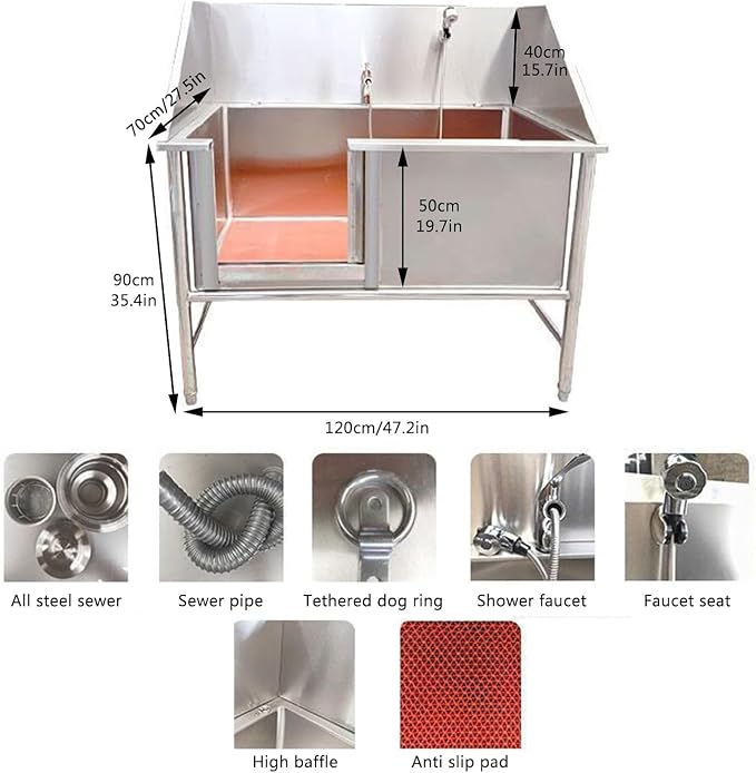 Dog Washing Station,Stainless Steel Dog Cat Washing Station,Pet Dog Bathing Station,Dog Tub,Dog Grooming Tub,Dog Bathtub for Large Dogs,Washing Sink for Home,for Home,Pet Grooming Salon