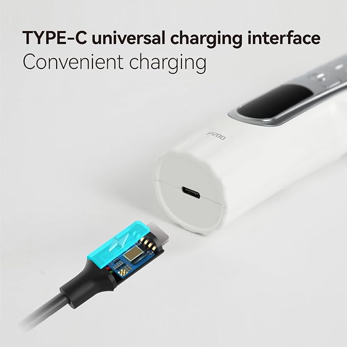 Professional Electric Dog Grooming Clippers, 5000mAh Battery, LCD Display, Type-C Charging, Silver P200 (White, 5000mAh)
