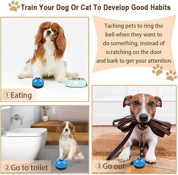 2 Pack Dog Bells, Puppy Potty Training Bell Dog Doorbell Potty Train Dog Bell for Potty Training Door Bells for Dogs to Ring to Go Outside Jingle Bells for Door Knob (Light Blue)