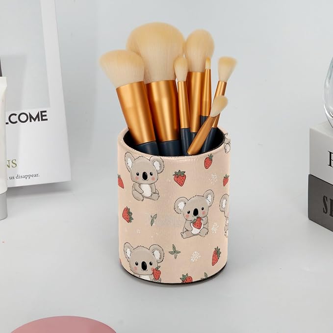 Strawberry and Koala Pen Holder, Pencil Cup Marker Brush Holder Desk Storage Case, Desktop Organizer for School Office Home Supplies