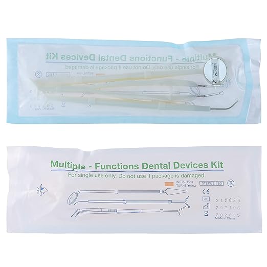 JMU 550 Pack Disposable Dental Examination Kit, 3Pcs Basic Instruments Set, Sterile Packaging, Dental Mirror Explorer Probe Plier, Oral Cleaning Dentist Tools (3pcs a Set, 550 Sets)