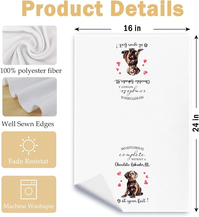 Chocolate Labrador Retriever Gifts Kitchen Towels, Chocolate Lab Gifts for Women Men, Gift for Labrador Dog Lovers Decorative Dish Tea Hand Towels for Kitchen, 16x24 Inch