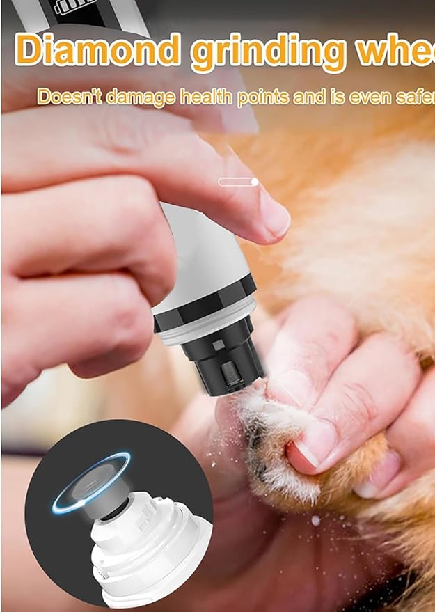 Nail Grinder, Upgraded Silent Dog Nail Grinder, Cordless Grooming Pro Nail Grinder with 3 Adjustable Speeds & Led Light Pet Nail Grinders for Dog Cat Home Use(1pc+2 Heads)