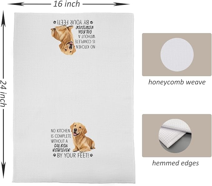 Golden Retriever Kitchen Towels Set - Golden Retriever Gifts for Dog Lovers Women, Dog Hand Towels Dish Towels Decor, 16x24 Inch,Set of 2