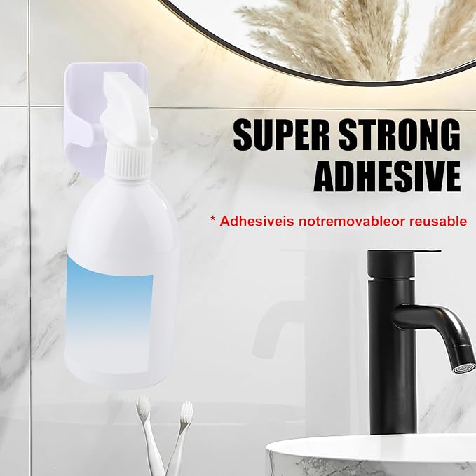 8 Pcs Wall Mount Spray Bottle Holder,Strong Adhesive Spray Bottle Hooks Holder,Spray Bottle Organizer Rack for Cabinet,Under Sink,Kitchen,Bathroom,Laundry Room