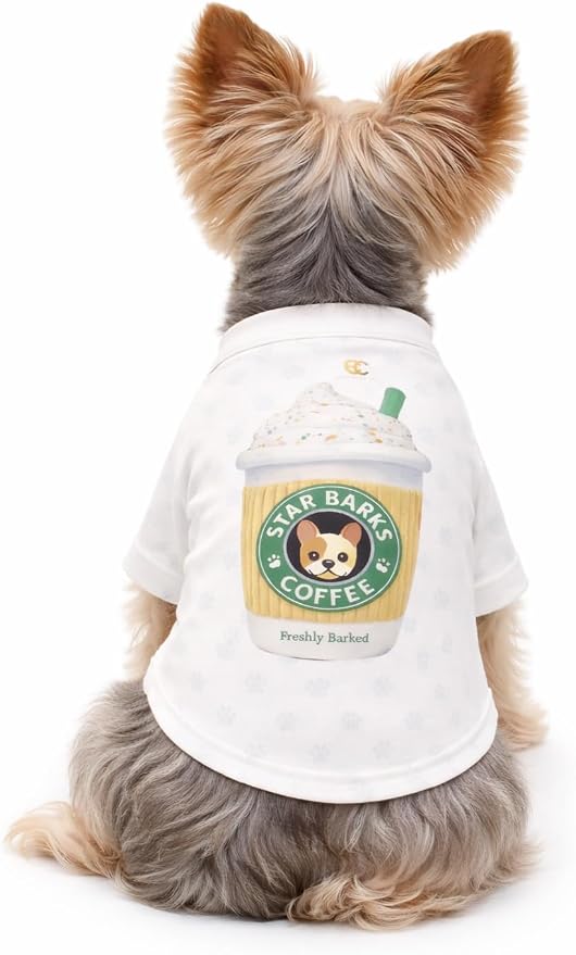 Luxury Designer Dog T Shirt – Trendy Puppy Clothes for Small Dogs, Fashion Pet Tee for French Bulldogs & Chihuahuas, Everything Chic Dog Apparel (StarbarksTee, Medium)