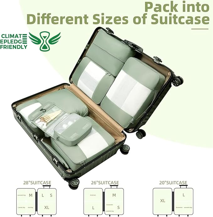BAGAIL 6 Set/8 Set/10 Set Packing Cubes Various Sizes Packing Organizer for Travel Accessories Luggage Carry On Suitcase