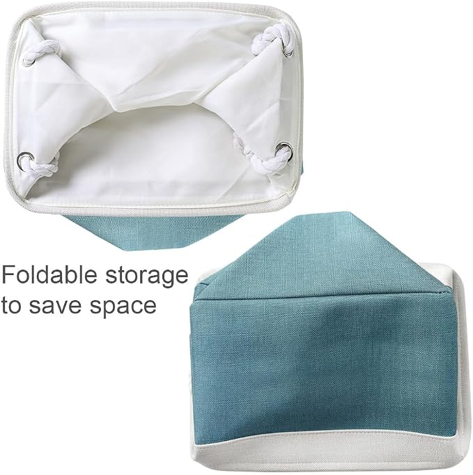 Organization and Storage basket for Organizing - 3 Pack 16x12x12 inch Cube Storage Bin for Shelves, Fabric Storage Cubes for Organizer Cloth Closet Toy Box (White & Green)