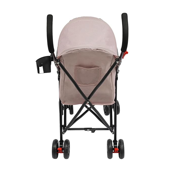 2 Wheels Pet Stroller, Foldable Pet Strolling Cart with Storage Basket and Cup Holder, Puppy Kitty Stroller with Weather Cover, Travel Gear for Medium Small Dogs and Cats Under 22lbs (Pink)