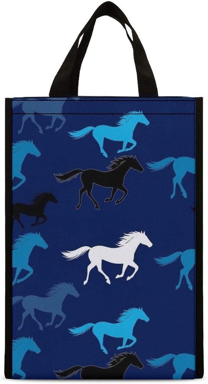 Reusable Insulated Lunch Bags Thermal Lunch Tote Bag Portable Travel Lunchbox Compatible with Sea Blue Camouflage Camo Horse Food Containers Bag
