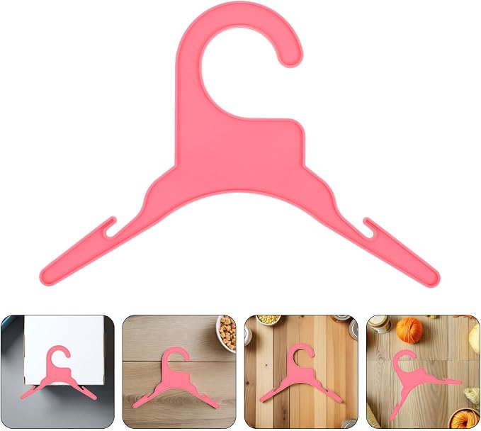 12pcs Pet Clothes Hangers Small Pink Plastic Puppy Clothing Rack | Portable Multifunctional Storage, Easy-to-use Organizer for Puppy Clothing and Pet Outfits, Outdoor Drying or Festival Party