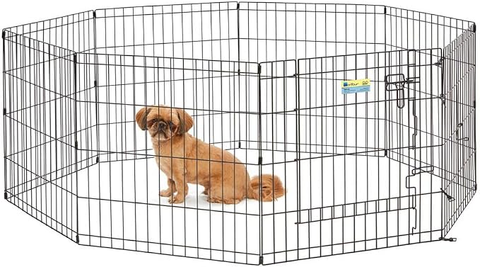 MidWest Homes for Pets Exercise Pen for Pets with Full Max Lock Door, 36-Inch, Black