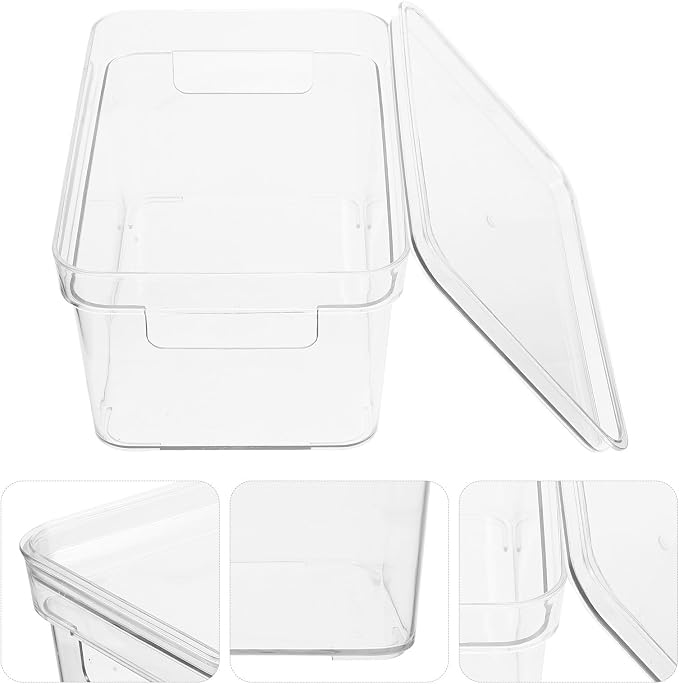 Totority Stackable Storage Box with Smooth Inner Design with Lid Pet Material Desktop Organizer Easy to Find Items for Makeup and Beauty Products the Sink and School Use